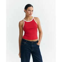 Load image into Gallery viewer, THINKING MU | Harriet Contrast Halter Top | Red
