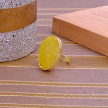 Load image into Gallery viewer, EL JOYERO | Yellow Druzy Oval Gemstone Ring | Gold