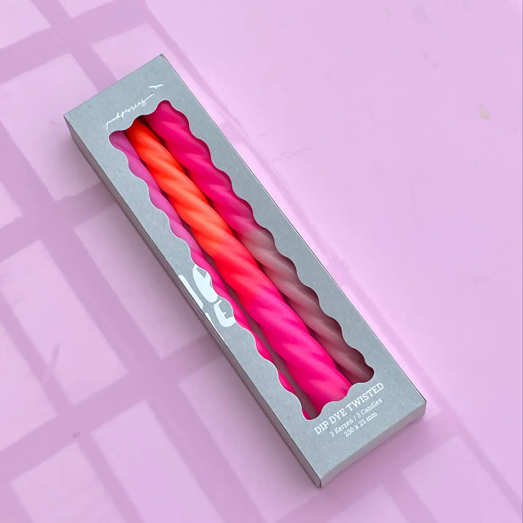 PINK STORIES | Dip Dye Twisted Candles  | Shades Of Cranberry
