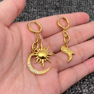 M. QUEENA | Sun Moon Boot Earrings Gold Plated - LONDØNWORKS