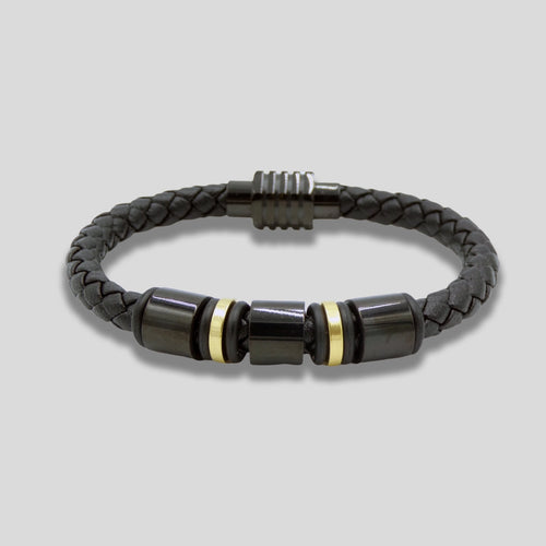 GLEN OGAL GROUP | Charm Leather Bracelet | Gold & Black