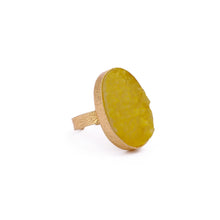 Load image into Gallery viewer, EL JOYERO | Yellow Druzy Oval Gemstone Ring | Gold