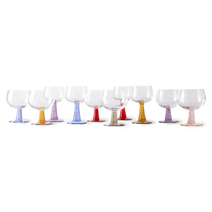 HKLIVING | Swirl Wine Glass Low Set Of 4 | Mixed Colours