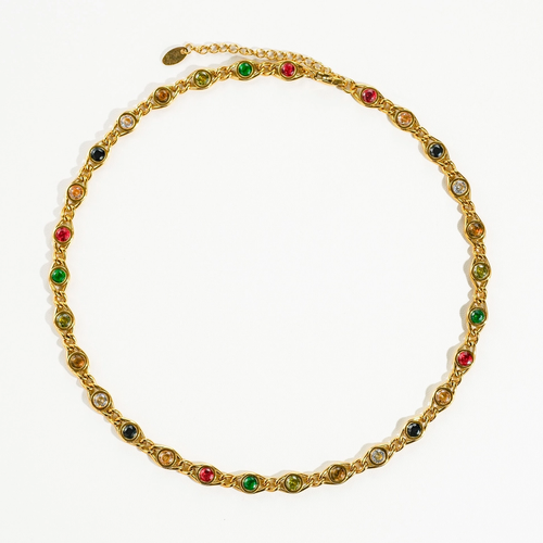 FLANERIE ACCESSORIES | Alba Coloured Cubic Zirconia Necklace | Gold