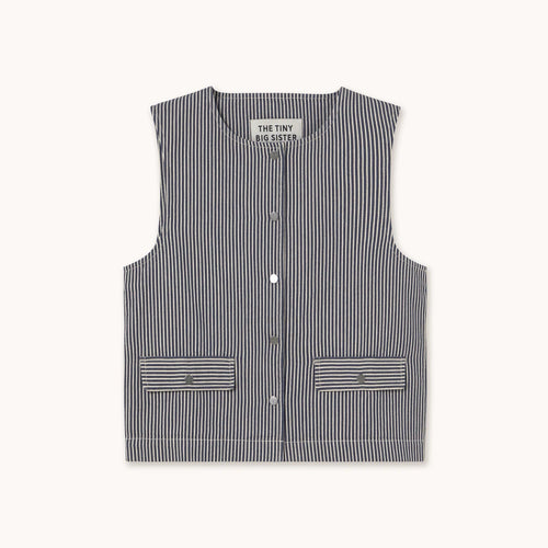 THE TINY BIG SISTER | Twill Striped Vest | Light Navy - LONDØNWORKS