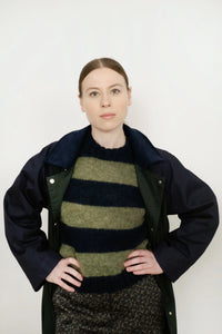 THE TINY BIG SISTER | Oversized Striped Sweater | Navy & Khaki - LONDØNWORKS