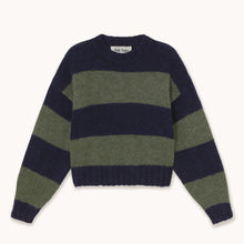 Load image into Gallery viewer, THE TINY BIG SISTER | Oversized Striped Sweater | Navy &amp; Khaki - LONDØNWORKS