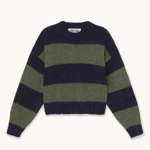 THE TINY BIG SISTER | Oversized Striped Sweater | Navy & Khaki - LONDØNWORKS