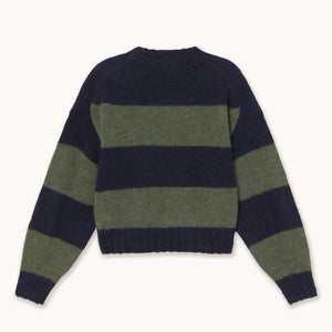 THE TINY BIG SISTER | Oversized Striped Sweater | Navy & Khaki - LONDØNWORKS