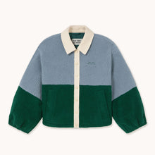 Load image into Gallery viewer, THE TINY BIG SISTER | Colour Blocked Sherpa Jacket | Washed Blue &amp; Dark Green - LONDØNWORKS