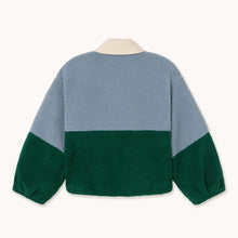 Load image into Gallery viewer, THE TINY BIG SISTER | Colour Blocked Sherpa Jacket | Washed Blue &amp; Dark Green - LONDØNWORKS
