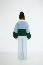 Load image into Gallery viewer, THE TINY BIG SISTER | Colour Blocked Sherpa Jacket | Washed Blue &amp; Dark Green - LONDØNWORKS