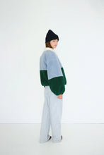 Load image into Gallery viewer, THE TINY BIG SISTER | Colour Blocked Sherpa Jacket | Washed Blue &amp; Dark Green - LONDØNWORKS