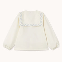 Load image into Gallery viewer, THE TINY BIG SISTER | Cross Flower Embroidered Blouse | Off-White - LONDØNWORKS
