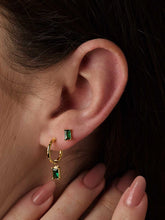 Load image into Gallery viewer, FORMATION | Emerald Open Hoop Earrings | Gold Plated