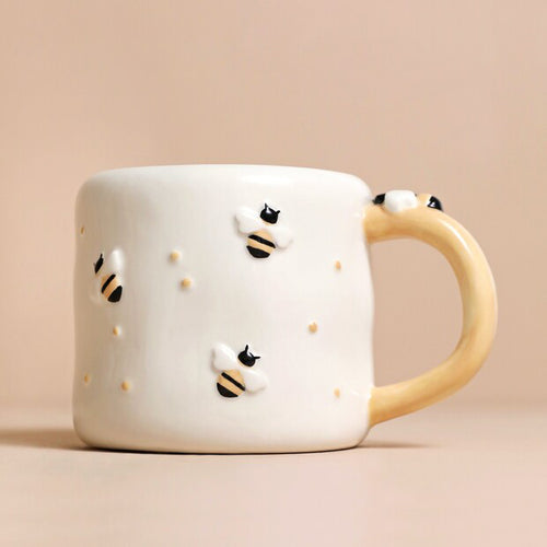 LISA ANGEL | Irregular Ceramic Bee Mug | Off-White