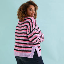 Load image into Gallery viewer, CARA &amp; THE SKY | Bernice Stripe Cross Stitch Cardigan | Lilac