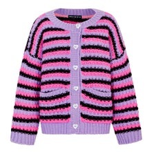 Load image into Gallery viewer, CARA &amp; THE SKY | Bernice Stripe Cross Stitch Cardigan | Lilac
