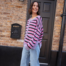 Load image into Gallery viewer, CARA &amp; THE SKY | Bernice Stripe Cross Stitch Cardigan | Lilac