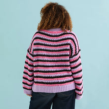 Load image into Gallery viewer, CARA &amp; THE SKY | Bernice Stripe Cross Stitch Cardigan | Lilac
