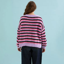 Load image into Gallery viewer, CARA &amp; THE SKY | Bernice Stripe Cross Stitch Cardigan | Lilac