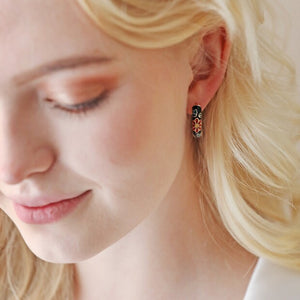 LISA ANGEL | Black Cloisonné Hoop Earrings | Gold - LONDØNWORKS