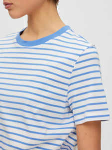 SELECTED FEMME | Striped Organic Cotton T-Shirt | Ultramarine - LONDØNWORKS