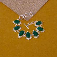 Load image into Gallery viewer, EL JOYERO | Carved Green Onyx Bracelet | Silver