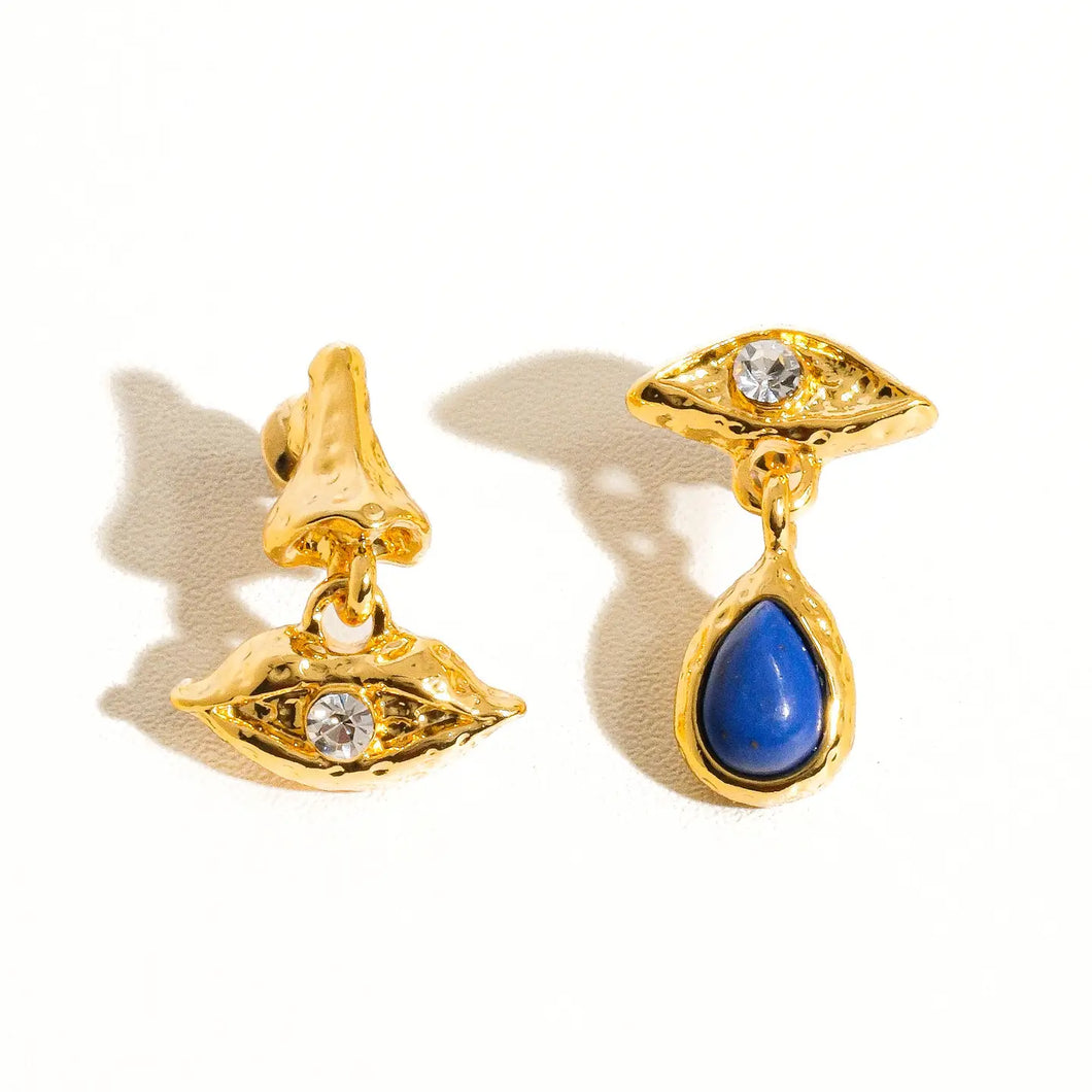 FLANERIE ACCESSORIES | Eden Mismatched Earrings | Blue