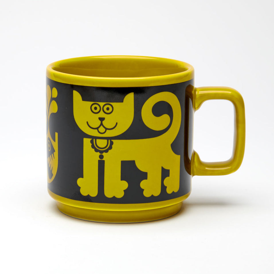 MAGPIE | Hornsea Cat & Piranha Mug  | Mustard - LONDØNWORKS