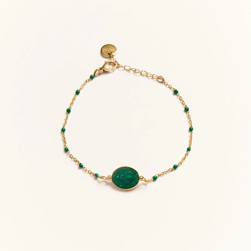 PALAS | Santa Maria Gold Plated Bracelet | Forest Green - LONDØNWORKS