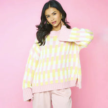 Load image into Gallery viewer, CARA &amp; THE SKY | Charlotte Geometric Pattern Wide Sleeve Knit Jumper | Pink