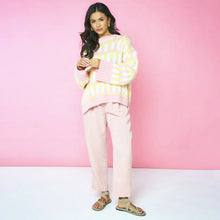 Load image into Gallery viewer, CARA &amp; THE SKY | Charlotte Geometric Pattern Wide Sleeve Knit Jumper | Pink