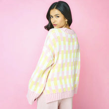 Load image into Gallery viewer, CARA &amp; THE SKY | Charlotte Geometric Pattern Wide Sleeve Knit Jumper | Pink