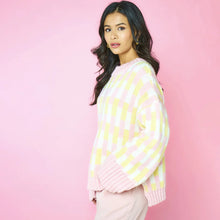Load image into Gallery viewer, CARA &amp; THE SKY | Charlotte Geometric Pattern Wide Sleeve Knit Jumper | Pink