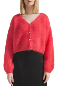 AMERICANDREAMS | Cornelia Cropped Mohair Cardigan | Lipstick Red - LONDØNWORKS
