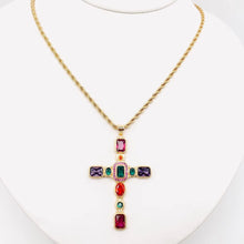 Load image into Gallery viewer, M. QUEENA | Zirconia Cross Pendant Necklace | Gold Plated - LONDØNWORKS
