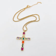 Load image into Gallery viewer, M. QUEENA | Zirconia Cross Pendant Necklace | Gold Plated - LONDØNWORKS