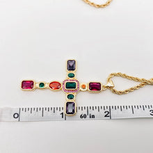 Load image into Gallery viewer, M. QUEENA | Zirconia Cross Pendant Necklace | Gold Plated - LONDØNWORKS