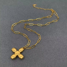 Load image into Gallery viewer, M. QUEENA | Red Zircon Cross | Gold Plated - LONDØNWORKS