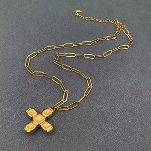M. QUEENA | Red Zircon Cross | Gold Plated - LONDØNWORKS