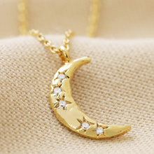 Load image into Gallery viewer, LISA ANGEL | Crystal Crescent Moon Pendant Necklace | Gold - LONDØNWORKS
