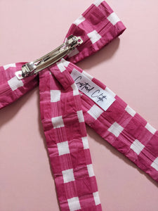 CUSTARD CLOTH | Bow Hair Clip Barrette | Pink Gingham