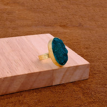 Load image into Gallery viewer, EL JOYERO | Green Druzy Oval Gemstone Ring | Gold