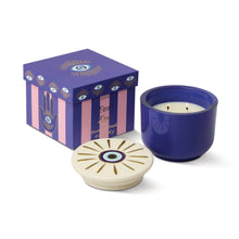 Load image into Gallery viewer, PADDYWAX | Charmed Glass Evil Eye Candle | Incense &amp; Smoke - LONDØNWORKS