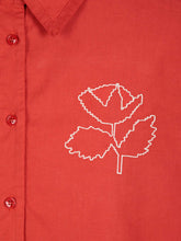 Load image into Gallery viewer, BOBO CHOSES | Vibrant Flower Embroidery Poplin Shirt | Red