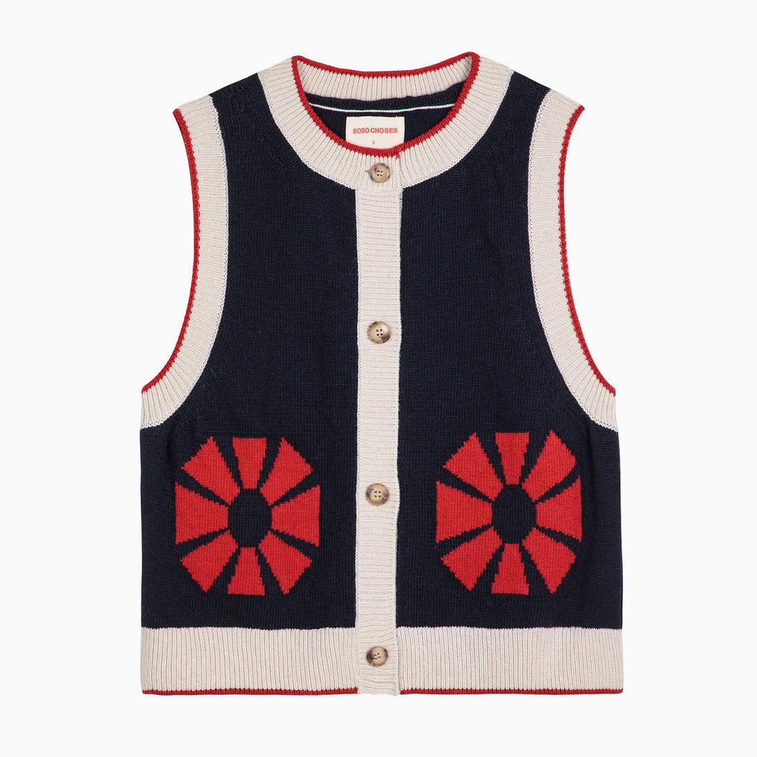 BOBO CHOSES | Flower Knitted vest | Navy - LONDØNWORKS