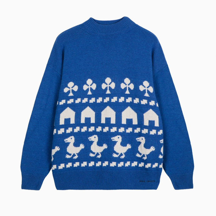 BOBO CHOSES | Farm jacquard oversize jumper | Blue - LONDØNWORKS