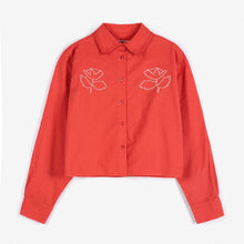 Load image into Gallery viewer, BOBO CHOSES | Vibrant Flower Embroidery Poplin Shirt | Red