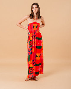 GRACE & MILA | Myrte dress | Red/Multi - LONDØNWORKS